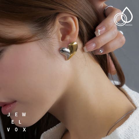 Jewel vox（ジュエルヴォックス） | ピアス ステンレス製  金属アレルギー レディース サージカルステンレス ゴールド ハート モチーフ ミックスカラー シンプル デイリー カジュアル オケージョン 普段使い 大人かわいい 韓国 大人 韓国ファッション 人気