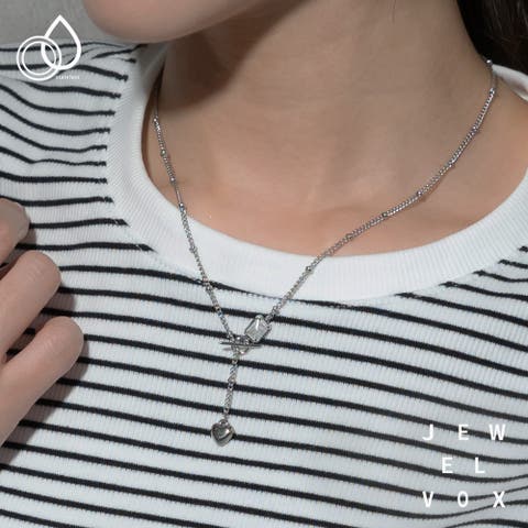 Jewel vox（ジュエルヴォックス） | ネックレス ステンレス製  金属アレルギー サージカルステンレス  レディース アクリル樹脂 ハート モチーフ シルバー カジュアル オケージョン 大人かわいい 女性 韓国 大人 韓国ファッション 人気