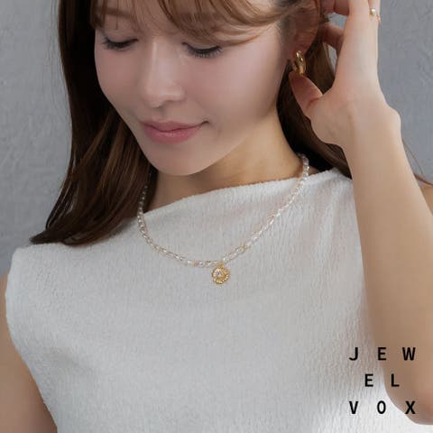 Jewel vox（ジュエルヴォックス） | ネックレス ニッケルフリー 金属アレルギー レディース 淡水パール風 パール キュービックジルコニア ジルコニア 太陽 花 フラワー モチーフ ゴールド シルバー 重ね付け 可愛い デイリー シンプル オシャレ 普段使い カジュアル 韓国 大人 韓国ファッション 人気
