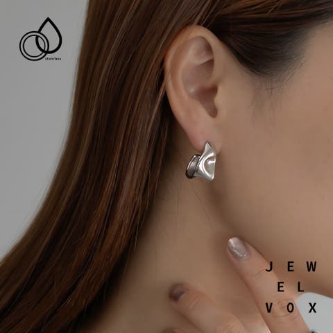 Jewel vox（ジュエルヴォックス） | ピアス ステンレス製 金属アレルギー ニュアンス ハーフフープ ゴールド シルバー 大ぶり 普段使い デイリー カジュアル シンプル 結婚式 韓国 大人 韓国ファッション 人気