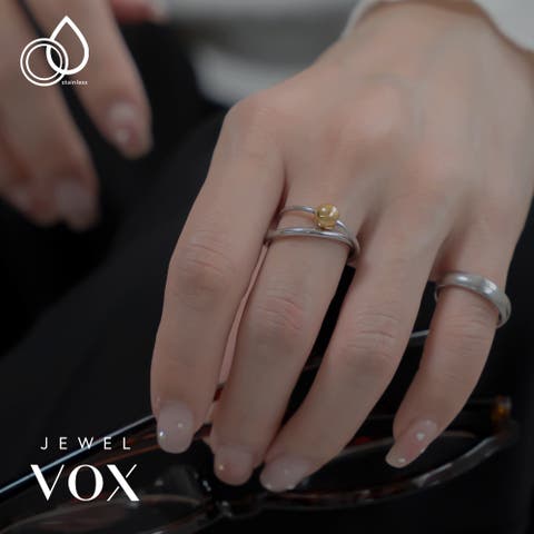 Jewel vox（ジュエルヴォックス） | リング 指輪 レディース ステンレス製 金属アレルギー ミックス ゴールド シルバー 12号 2連 メタルボール モチーフ 普段使い デイリー カジュアル シンプル 結婚式 オケージョン 仕事 韓国 大人 韓国ファッション 人気