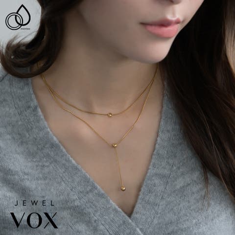 Jewel vox（ジュエルヴォックス） | ネックレス ショートネックレス レディース ステンレス製 金属アレルギー メタルボール モチーフ チェーン 2連 Y字 ゴールド シルバー 普段使い デイリー カジュアル 結婚式 オケージョン 仕事 オフィス 女性 大人女子 韓国 大人 韓国ファッション 人気