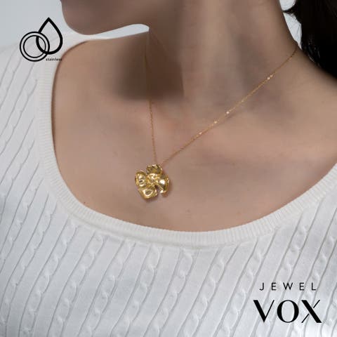 Jewel vox（ジュエルヴォックス） | ネックレス ショートネックレス ステンレス製 金属アレルギー 花 フラワー モチーフ ゴールド シルバー 大ぶり シンプル 普段使い デイリー カジュアル 結婚式 オケージョン 仕事 オフィス  韓国 大人 韓国ファッション 人気
