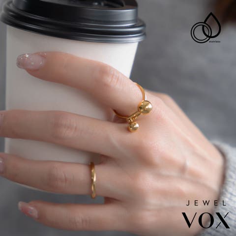 Jewel vox（ジュエルヴォックス） | リング 指輪 レディース ステンレス製 金属アレルギー ゴールド シルバー 15号 メタルボール モチーフ ニュアンス アシンメトリー 普段使い デイリー カジュアル シンプル 結婚式 オケージョン 韓国 大人 韓国ファッション 人気