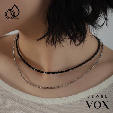 Jewel vox（ジュエルヴォックス） | 5月下旬予約商品 ネックレス レディース ショートネックレス ステンレス製 ビーズ 黒 かわいい 重ね付け 可愛い シンプル オシャレ 普段使い ギフト プレゼント 女性 30代 40代 50代  韓国 大人 韓国ファッション 人気