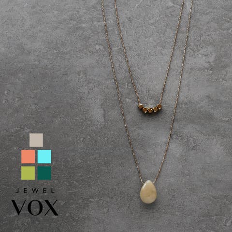 Jewel vox（ジュエルヴォックス） | ネックレス ロングネックレス 金属アレルギー対応 レディース 2連 レイヤード 重ね付け 天然石 ドロップ モチーフ ニュアンス ゴールド ニッケルフリー 韓国 大人 韓国ファッション 人気