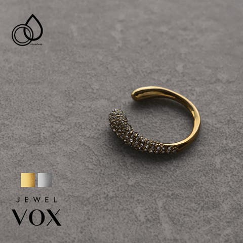 Jewel vox（ジュエルヴォックス） | リング オープンリング 指輪 金属アレルギー対応 レディース ステンレス製 ストーン パヴェ ぷっくり モチーフ アシンメトリー つけっぱなし 韓国 大人 韓国ファッション 人気