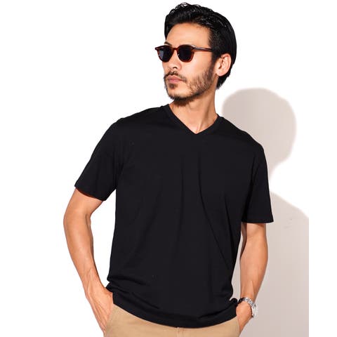 JIGGYS SHOP（ジギーズショップ） | Tシャツ メンズ 無地 vネック◆Vネック半袖Tシャツ◆白tシャツ 半袖 黒 白 ティーシャツ 半袖 おしゃれ 夏服 秋服 春服 ブランド メンズファッション サーフ系 綿 綿100%