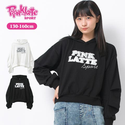 子ども服 SHUSHU（コドモフク） | PINK latte SPORT 袖タックロゴパーカー トップス 子供服 女の子 小学生 中学生 ファッション ガールズ キッズ ジュニア 大人っぽい ダンス 130cm 140cm 150cm 160cm