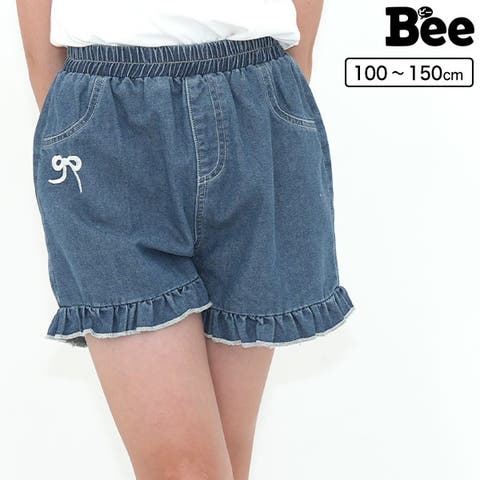 子供服Bee（コドモフクビー） | デニムパンツ ショート丈 刺繍 リボン フリル 無地 シンプル 通園 通学 子供服 キッズ 女の子 ガールズ 春 夏 秋 韓国子供服