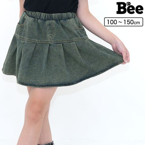 子供服Bee(コドモフクビー) | インナーパンツ付きデニムスカート ポケット ミニ丈 プリーツ 無地 シンプル 子供服 キッズ 女の子 春 夏 秋 韓国子供服