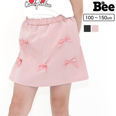 子供服Bee（コドモフクビー） | リボンスカート風パンツ スカパン キュロット ウエストゴム 子供服 キッズ 女の子 ガールズ 無地 韓国子供服