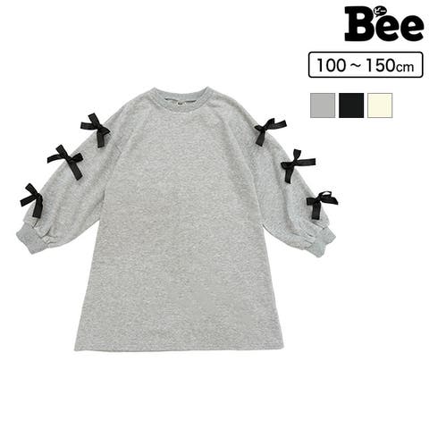 子供服Bee（コドモフクビー） | リボンワンピース スウェット風 Aライン 無地 子供服 キッズ 女の子 春 秋 冬 韓国子供服
