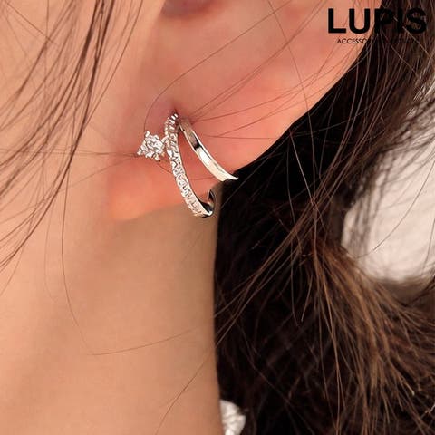 LUPIS（ルピス） | 【S925ポスト】シャイニングダブルラインフープピアス