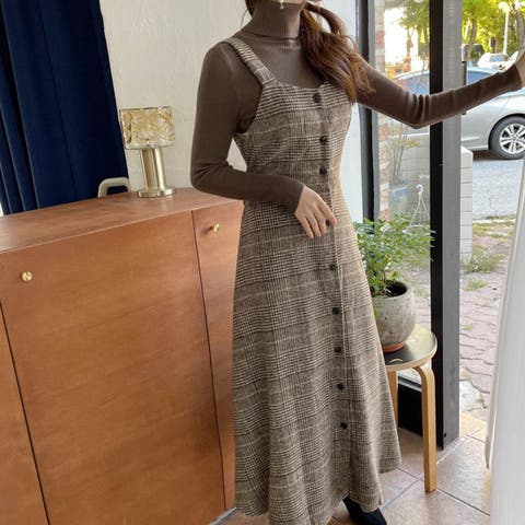 maison de LATIR（メゾン） | 秋冬の主役チェック柄ロングワンピース 大人かわいい トレンド おしゃれ レイヤード フレア フェミニン キレイめ こなれ感 抜け感 秋冬 ウエストリボン 大人カジュアル デイリー お出かけ クラシック ガーリー スタイルアップ チェック 総柄