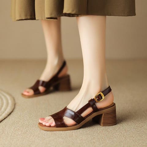 maison de LATIR（メゾン） | 5cmヒールで美脚も歩きやすさも。大人のスクエアトゥミュール。サンダル チャンキーヒール 太ヒール ヒールサンダル　オープントゥ PUレザー オフィス 通勤 きれいめ カジュアル 韓国ファッション 大人 シンプル 夏 夏