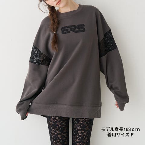 EVRIS（エブリス） | レースEmbroideryスウェットトップス