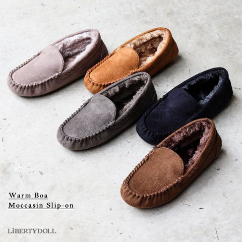 LibertyDoll（リバティードール） | 【あったか ファー】 ワンピース 韓国ファッション オフィスカジュアル フラット モカシン ボアスリッポン ☆3201