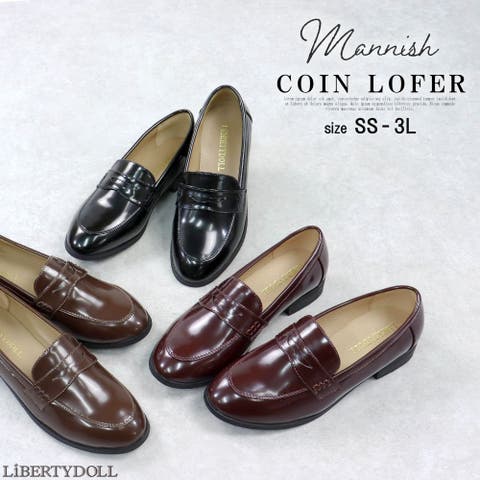 LibertyDoll（リバティードール） | 3cmヒール ワンピース 靴 オフィスカジュアル 韓国ファッション マニッシュ コインローファー ☆5475