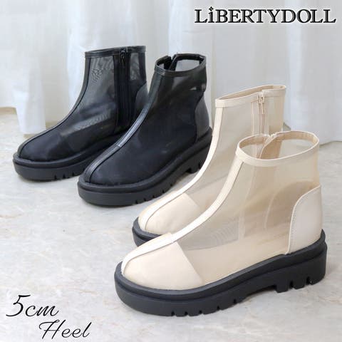LibertyDoll（リバティードール） | 5cmヒール ワンピース 厚底 韓国ファッション シアーショートブーツ ☆9108