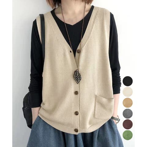 Miniministore（ミニミニストア） | ニットベスト レディース 前開きチョッキ
