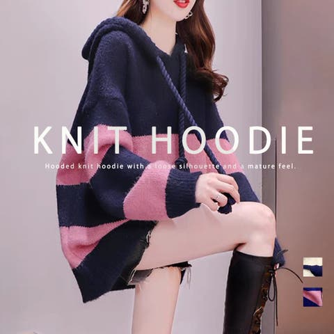 Miniministore（ミニミニストア） | ニットパーカー ボーダー柄レディース韓国