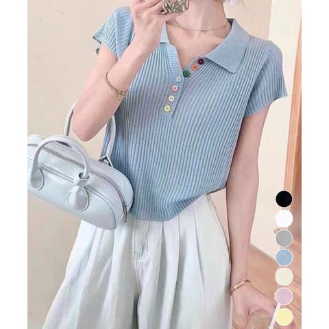 Miniministore（ミニミニストア） | カラフルボタンポロシャツ 半袖リブニット