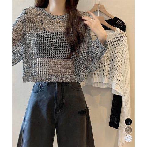 Miniministore（ミニミニストア） | 透かし編み メッシュニット重ね着春夏新作