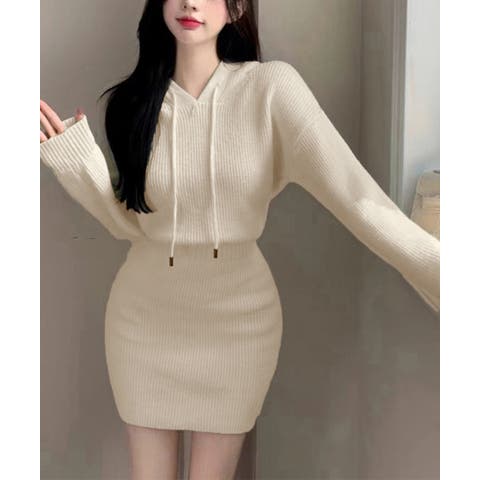 Miniministore（ミニミニストア） | ミニニットワンピース フード付き 韓国風