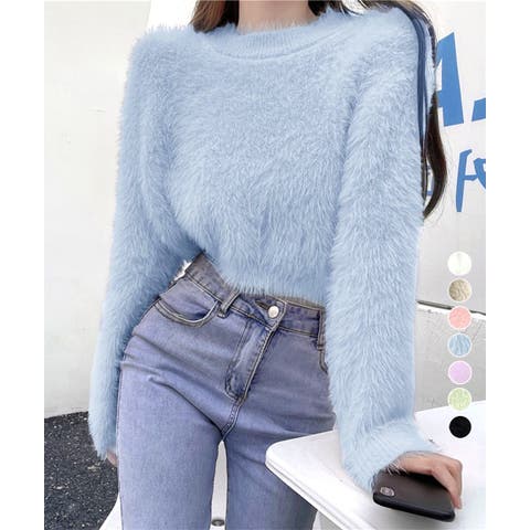 Miniministore（ミニミニストア） | ショート丈 シャギーニットトップス韓国風