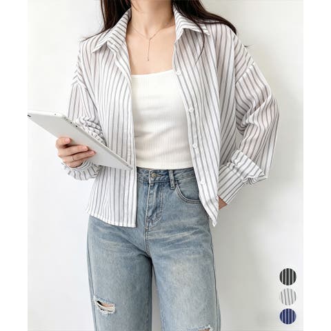 Miniministore（ミニミニストア） | ストライプ柄シアーシャツ 大人カジュアル