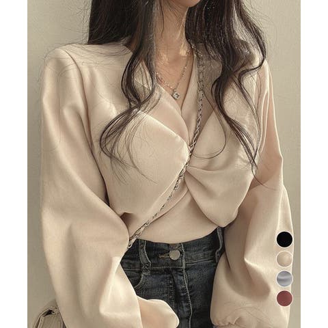 Miniministore（ミニミニストア） | フロントねじり シャツブラウス Vネック