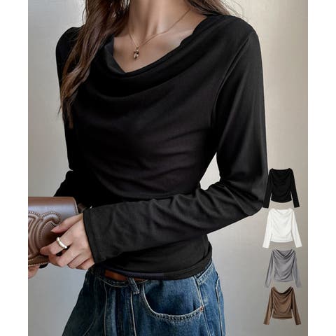 Miniministore（ミニミニストア） | ドレープネックTシャツ 長袖トップス春秋