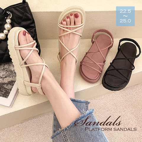 Miniministore（ミニミニストア） | サンダル レディース 夏 ストラップ 厚底 サンダル サマー 履きやすい 歩きやすい 美脚 人気 お洒落 カジュアル スポーツサンダル シンプル レースアップ風