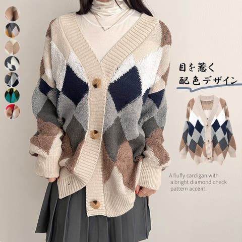 Miniministore（ミニミニストア） | 配色ニットカーディガン 韓国風レディース