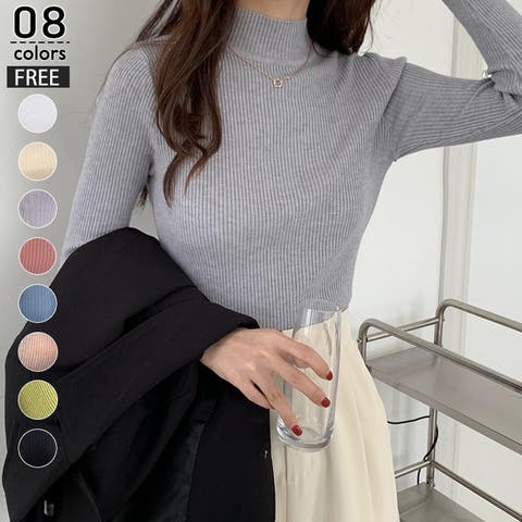 ミスウェディー（ミスウェディー） | ハイネック リブニット レディース 長袖 秋冬 プルオーバー トップス  ニット セーター タートルネックニット 丸首 薄手 ボトルネックニット インナー フィンガーホール ニット通勤 通学 重ね着 秋冬 新作 韓国ファッション