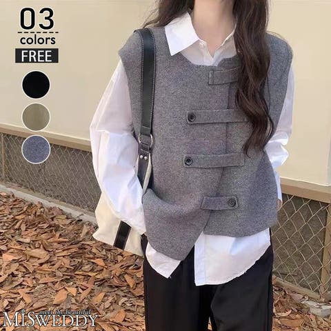 ミスウェディー(ミスウェディー) | ベスト レディース 秋冬 トップス  重ね着 ニットベスト レイヤード コーデ ノースリーブ  シンプル ゆったり 体型カバー オフィスカジュアル 通勤 通学 おしゃれ きれいめ カジュアル  韓国 ファッション