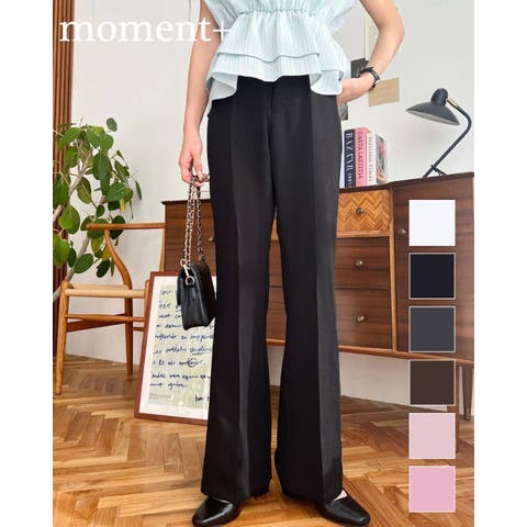 moment+（モーメントプラス） | カットジョーゼットセンタープレスフレアスラックスパンツ