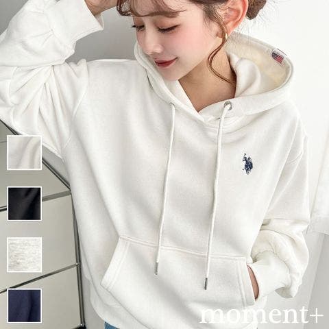 moment+（モーメントプラス） | U.S.POLO ASSN.ワンポイント刺繍ショート丈パーカー