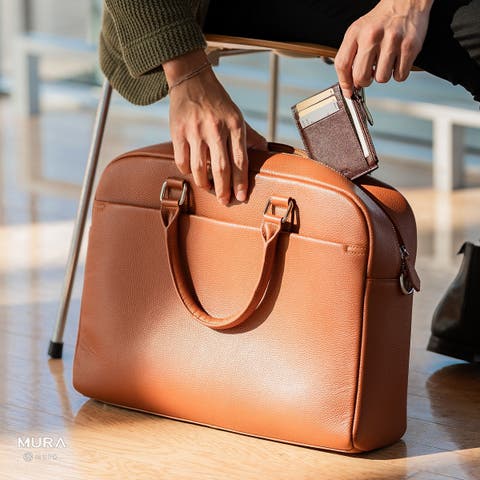 MURA（ムラ） | ブリーフケース ビジネス シュリンクレザー プレゼント 大容量12L ダブルジッパー