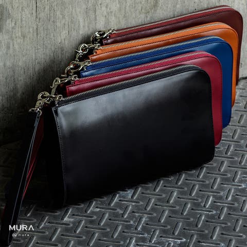 MURA（ムラ） | クラッチバッグ  コードバン調 プレゼント カーボン レザー L字ファスナー コンパクト