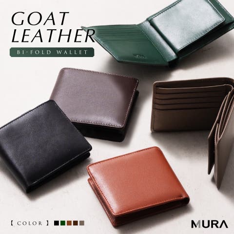 MURA（ムラ） | 二つ折り財布 ゴートレザー プレゼント スキミング防止機能付き