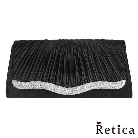 Retica（レティカ） | パーティードレス小物 パーティーバッグ クラッチバッグ ショルダーバッグ 2way プリーツ ライン シンプル ベージュ シルバー ブラック 無地 ワンカラー Retica レティカ