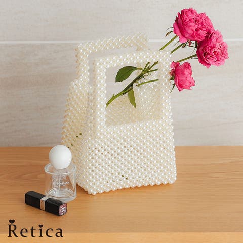 Retica（レティカ） | パールビーズ×ハンドル一体型バッグ パーティードレス小物 ハンドバッグ 浴衣小物 オフホワイト Retica レティカ