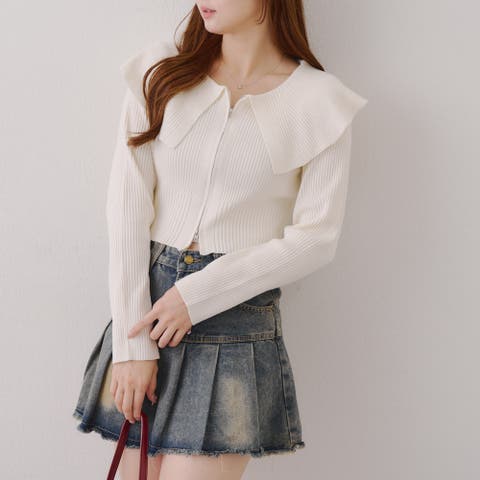NICE CLAUP / OLIVE des OLIVE　OUTLET（ナイスクラップ） | お顔周りスッキリ見え◎ ﾋﾞｯｸﾞ衿ｼﾞｯﾌﾟｶｰﾃﾞｨｶﾞﾝ