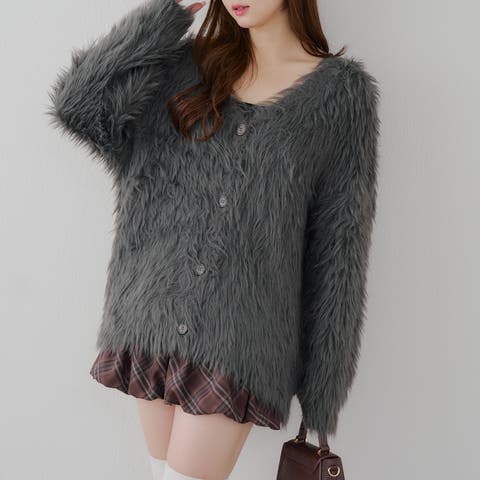 RMAF NICE CLAUP / OLIVE des OLIVE(リマインドミーアンドフォーエ) | フェザービッグカーディガン