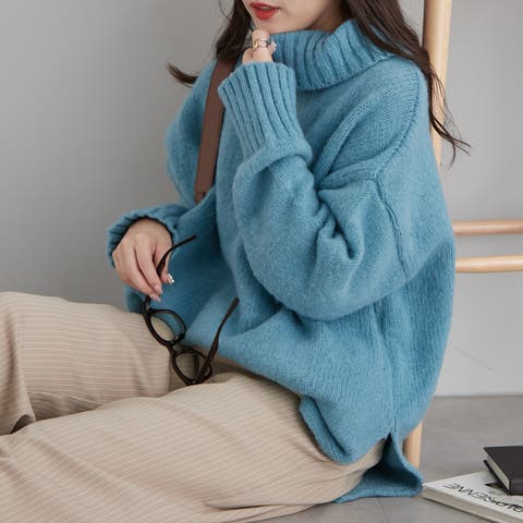 NICE CLAUP / OLIVE des OLIVE　OUTLET（ナイスクラップ） | ﾀｰﾄﾙﾈｯｸ起毛ﾄｯﾌﾟｽ