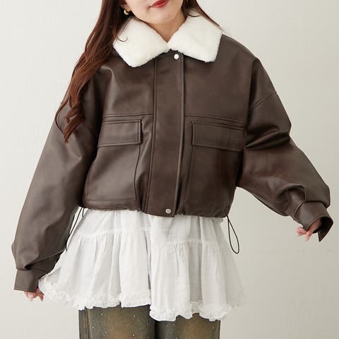RMAF　NICE CLAUP / OLIVE des OLIVE（リマインドミーアンドフォーエ） | 【丈の長さを選べる】ﾃｨﾍﾟｯﾄ付合皮ﾌﾞﾙｿﾞﾝ