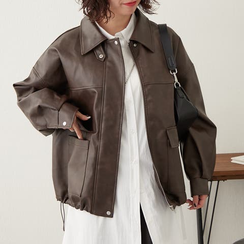 RMAF　NICE CLAUP / OLIVE des OLIVE（リマインドミーアンドフォーエ） | 【丈の長さを選べる】ﾃｨﾍﾟｯﾄ付合皮ﾌﾞﾙｿﾞﾝ