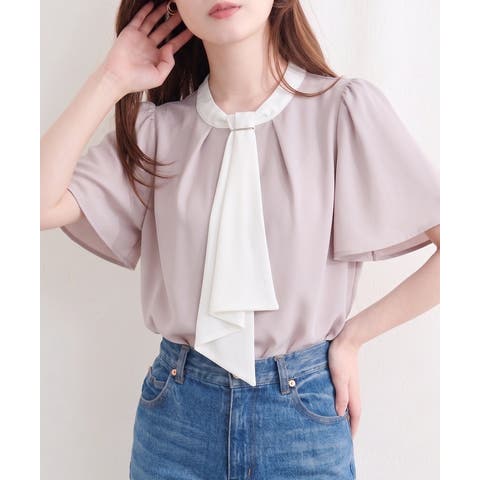 NICE CLAUP / OLIVE des OLIVE　OUTLET（ナイスクラップ） | 【Web限定】取り外し可能◎襟ぐりﾁｬｰﾑ付きﾎﾞｳﾀｲﾌﾞﾗｳｽ